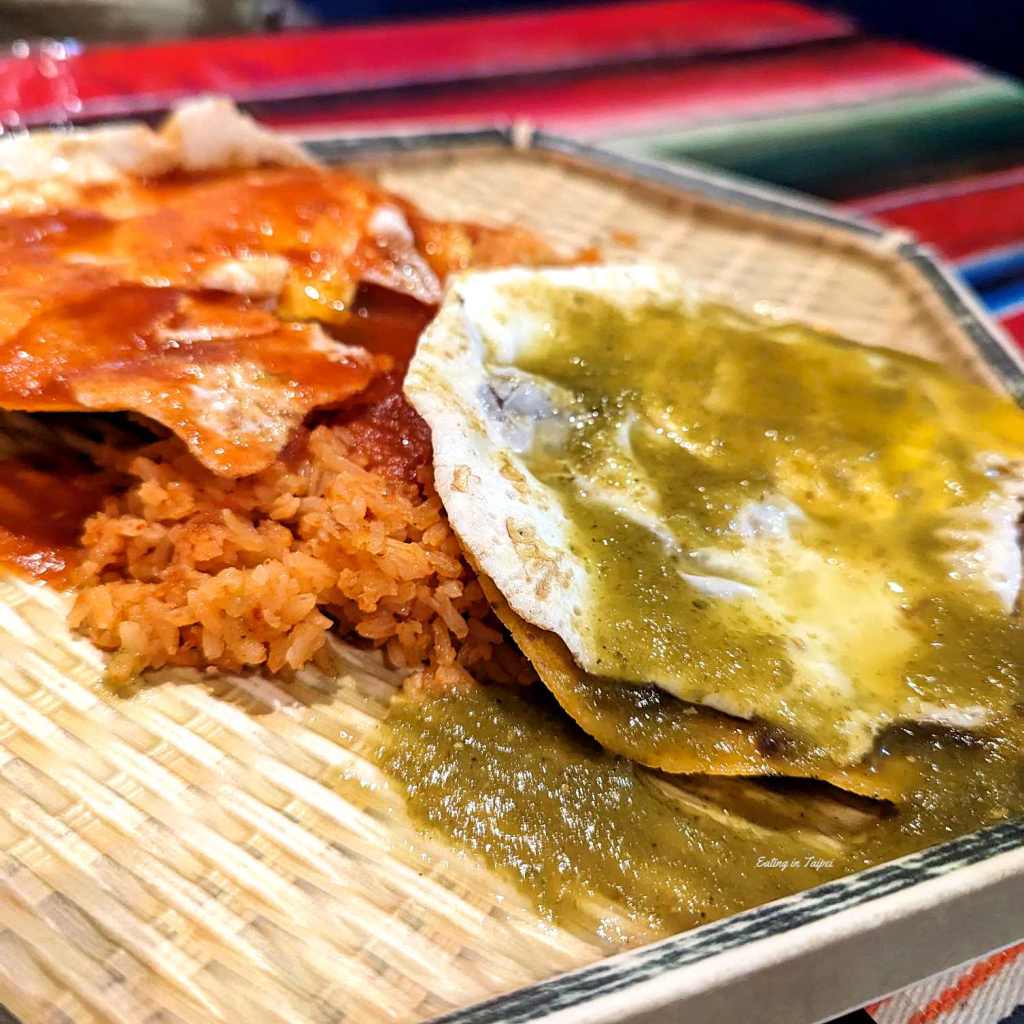 Fonda Mexico tortilla chips simmered in green and red sauce with eggs 3